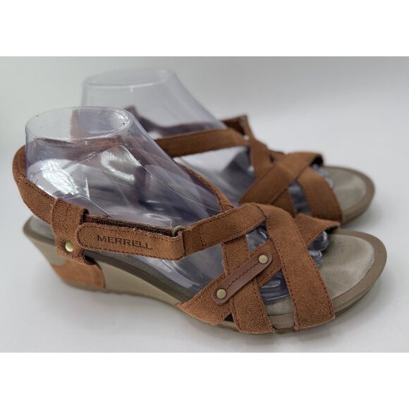 Merrell Shoes - Merrell Women’s "Tortoise Shell" Leather Slight Wedge Slingback Sandal Sz 9/40
